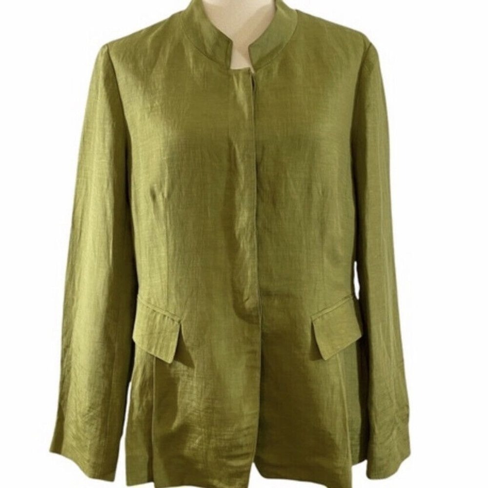 Lafayette Lime Green Mandarin Collar 3 Button Front Blazer Jacket Women 8 China
